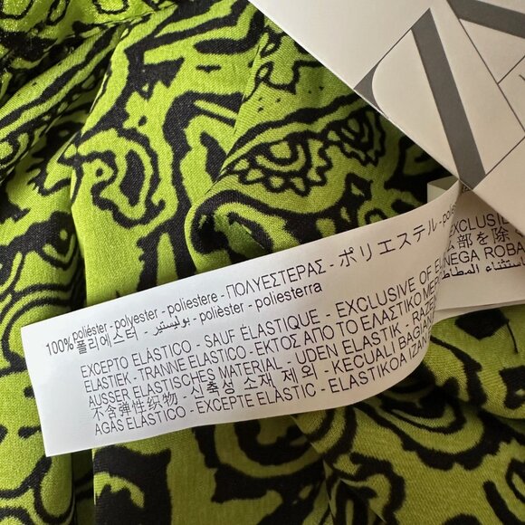NWT Zara tunic mini shirt dress paisley lime green black silk - Picture 7 of 7